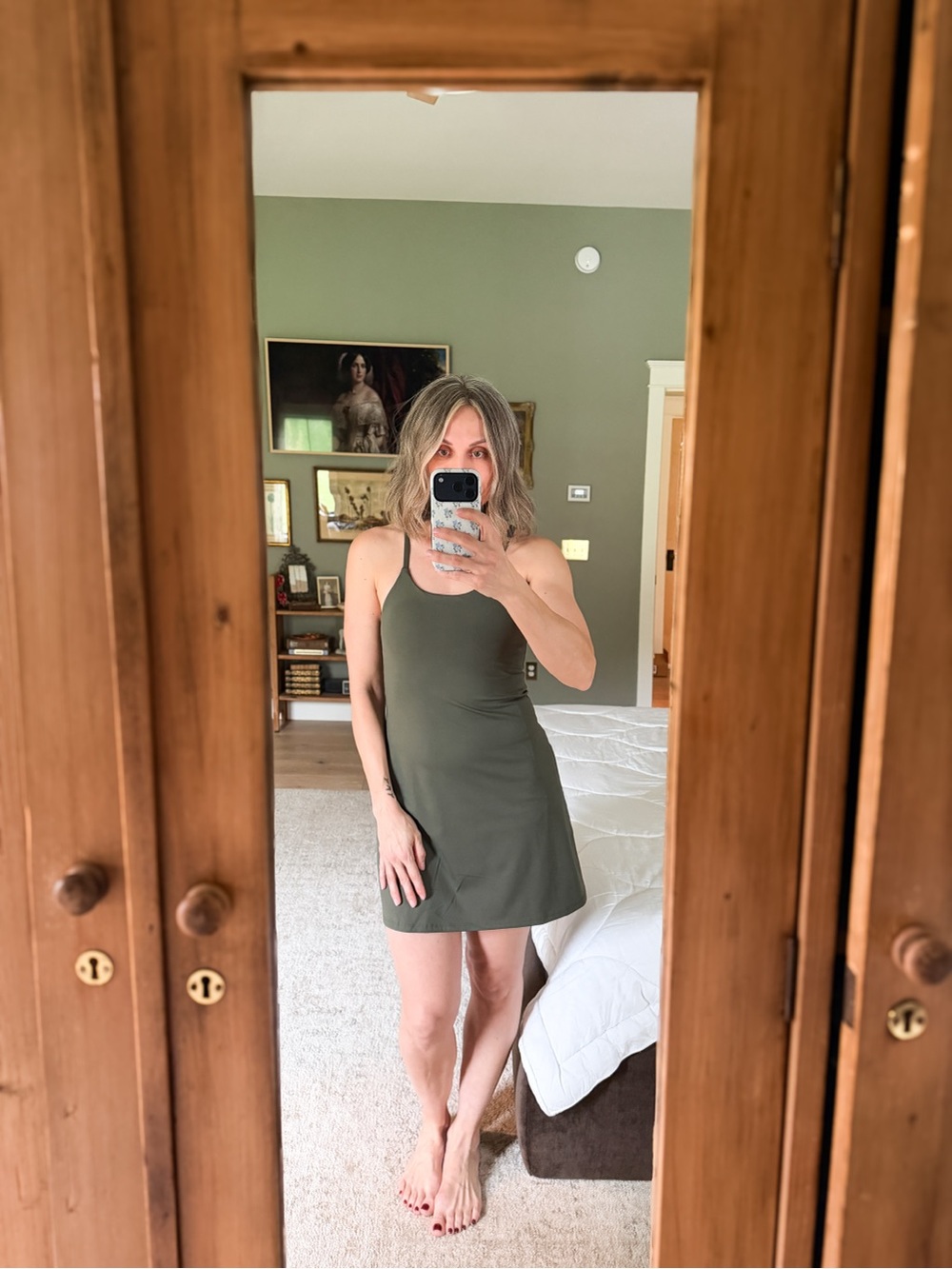 Olive Green Athletic Dress w/ Built-In Shorts | Tennis Athleisure Mini